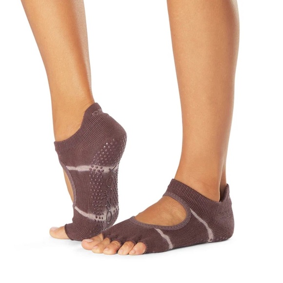 ToeSox Ballerina Half Toe Grip Socks in Quartz Wave Stipe Size Small NWT - Picture 1 of 9